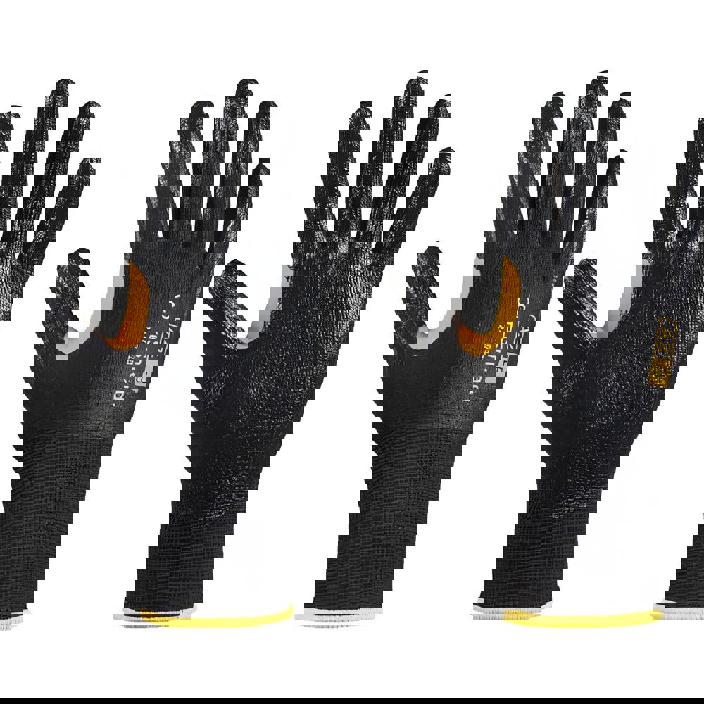 Cut, Puncture & Abrasive-Resistant Gloves: Size L, ANSI Cut A2, ANSI Puncture 1, Nitrile, HPPE